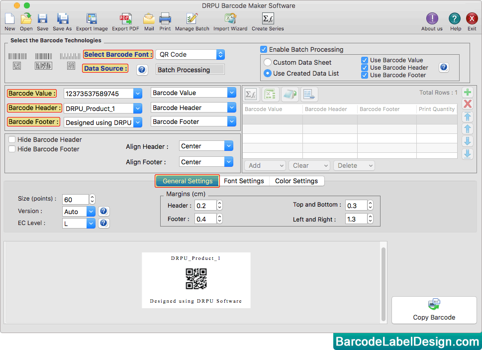 Bar Code Labels