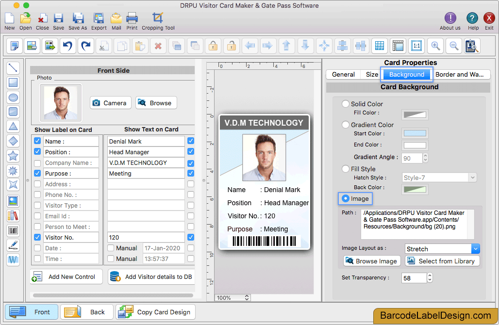 Add Visitor's Details on ID Card