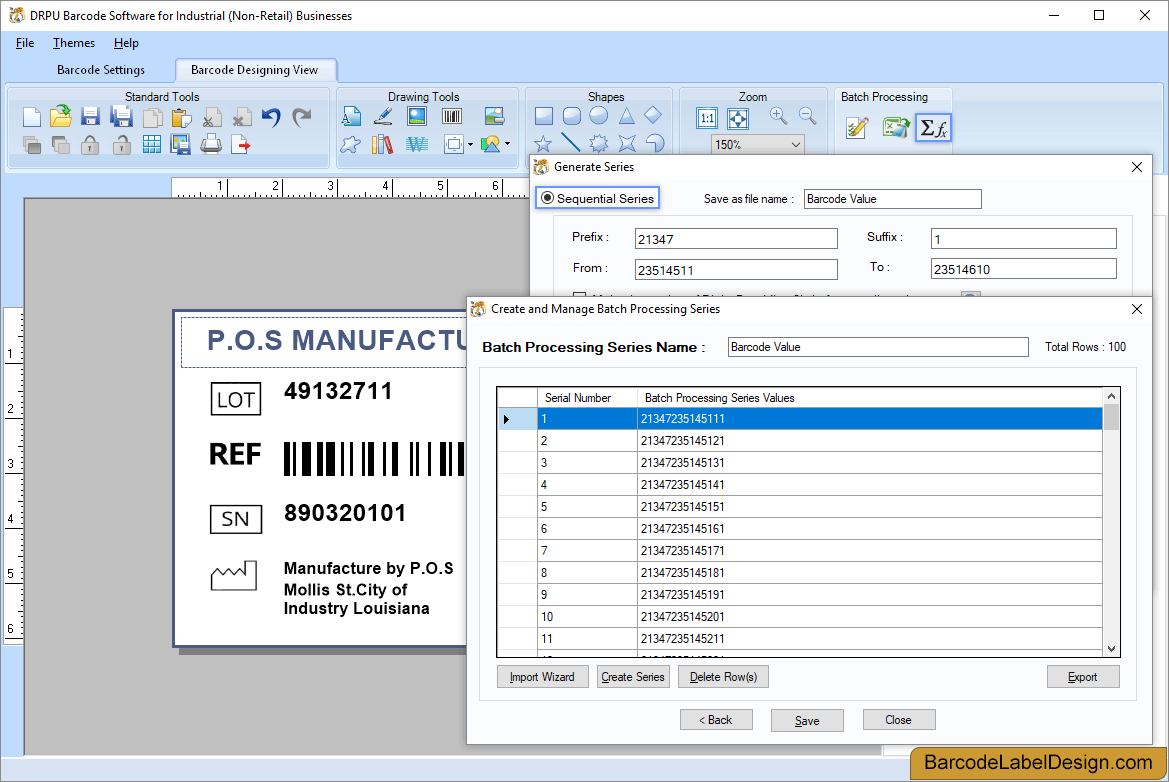 Barcode Label Design Software for Manufacturing Industry to make barcodes