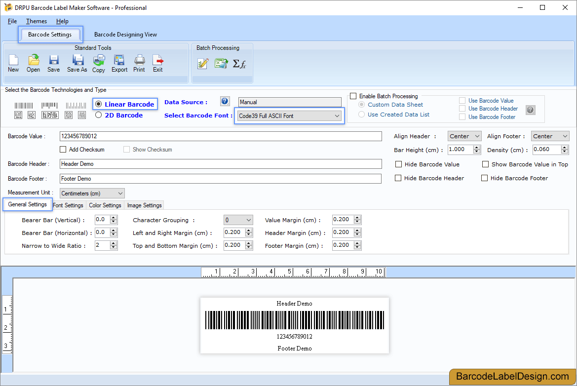Screenshots of Barcode Label Design Software Professional to learn