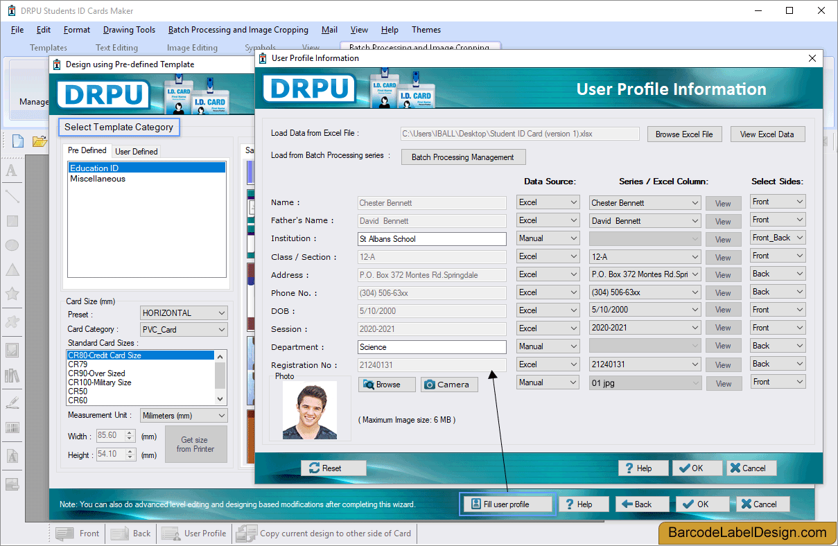 Screenshots of Student ID Cards Maker Software to know how to create