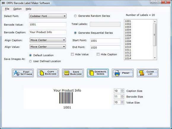 Download barcode creator application to make several customized bar code labels