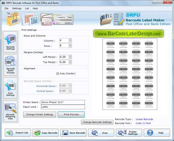 Screenshot of Courier Post Mailer Barcode Software