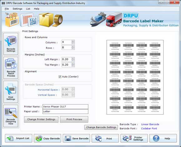 Screenshot of Distribution Industry Barcodes Software