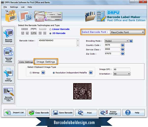 Post Office Barcode Label Design screenshot