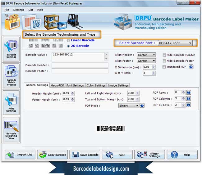 Manufacturing Industry Barcode Label screenshot