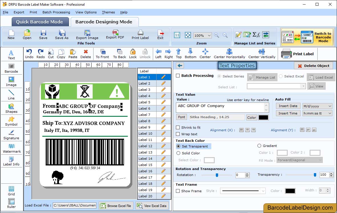 Barcode Label Design Software - Professional