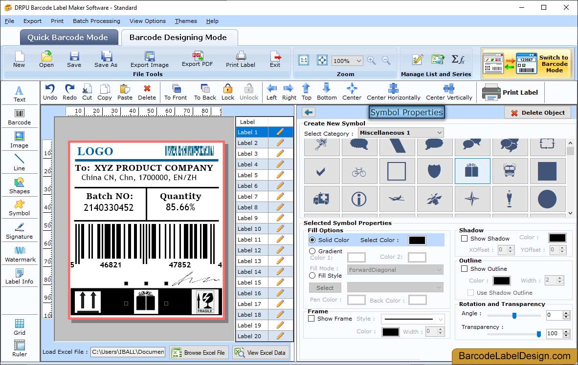 Barcode Label Design Software - Standard