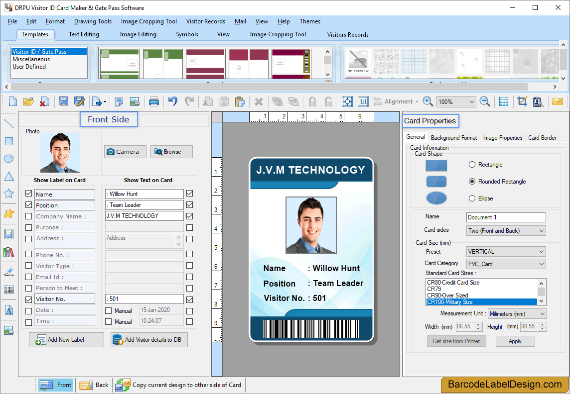 Add visitor details on ID card
